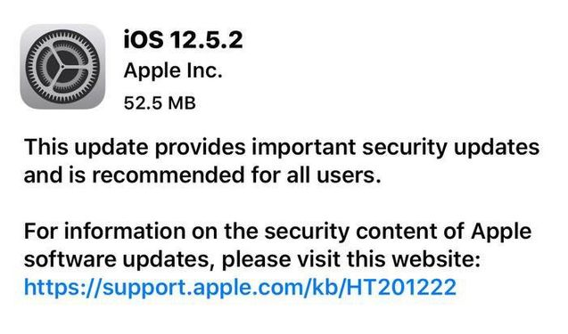 余庆苹果手机维修分享iOS12.5.2发布，建议所有老苹果用户安装 